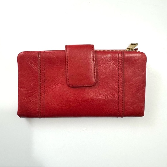 Vintage Fossil Crimson Red Leather Ellis Clutch Wallet / Purse Classic Folding - Picture 2 of 8